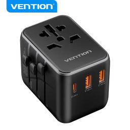 Cargador de Viaje Universal 3 USB A+A+C   18W/18W/20W / Aluminio  FJEB0  Vention