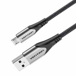 Cable Trenzado USB-A a Micro USB-B   Macho/Macho / 3A / 1M / Gris  COAHF  Vention