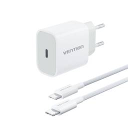 Cargador de Pared 1 USB-C   USB-C a USB-C  30W / Cable 1M / 3A/ Blanco  G13W0-EU  Vention