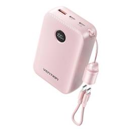 Power Bank 20000mAh / 22.5W / LCD / Cable USB-C a USB-C / Rosado FKBP0-C Vention
